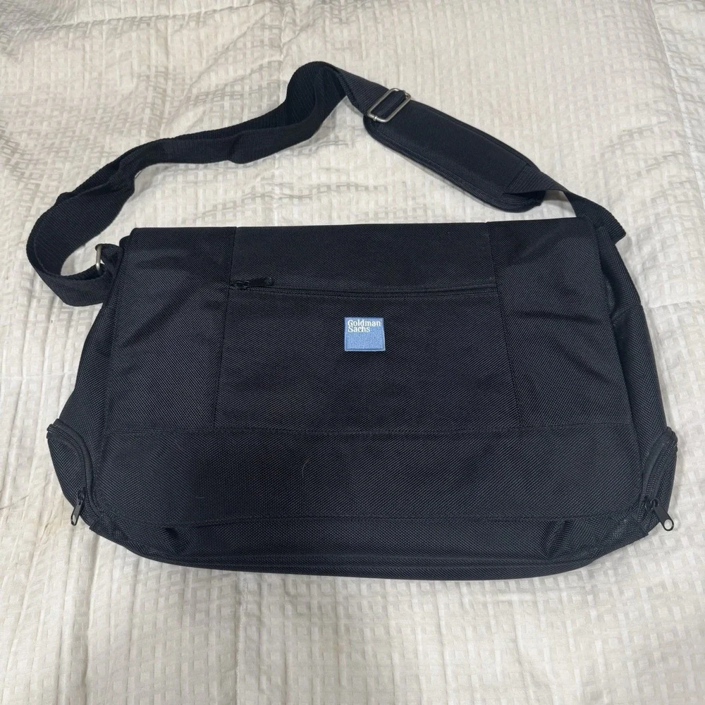 Vintage Goldman Sachs Laptop Messenger Bag Canvas Shoulder Black Travel
